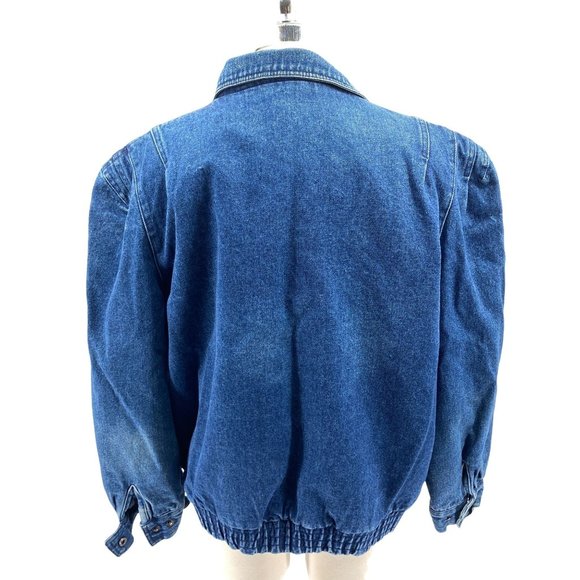 Vintage Bramble Lane Denim bomber jacket size medium plaid lining cotton - Picture 4 of 11